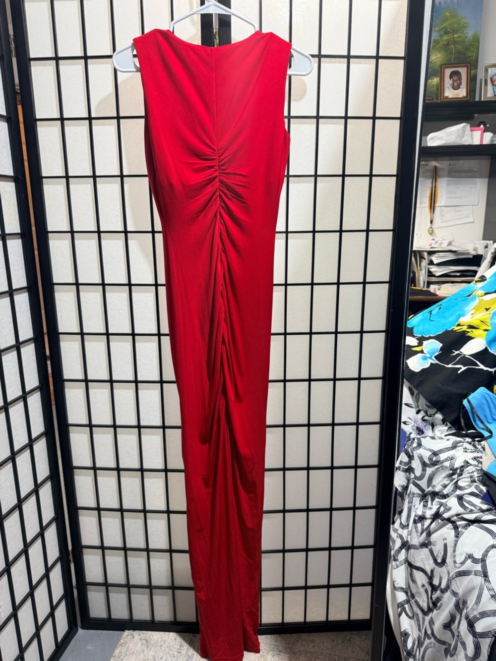 Calvin Klein Red Ruched V-Neck - Picture 5 of 7